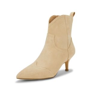 (NEW) Coutgo womens pointed toe ankle boots beige size 8